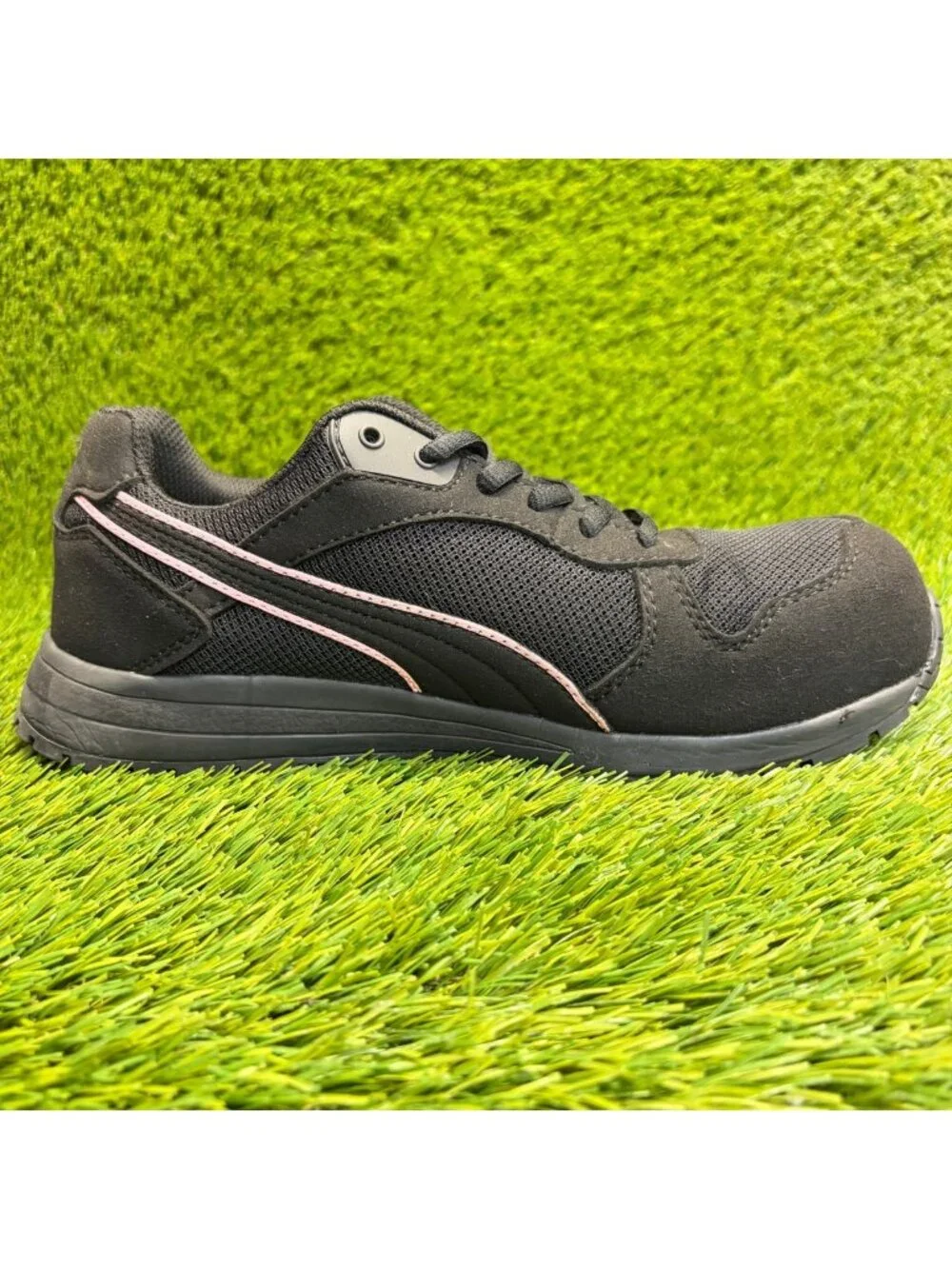 Puma Frontside Low EH Womens Size 8.5 Black Pink Composite Toe Safety Work Shoes